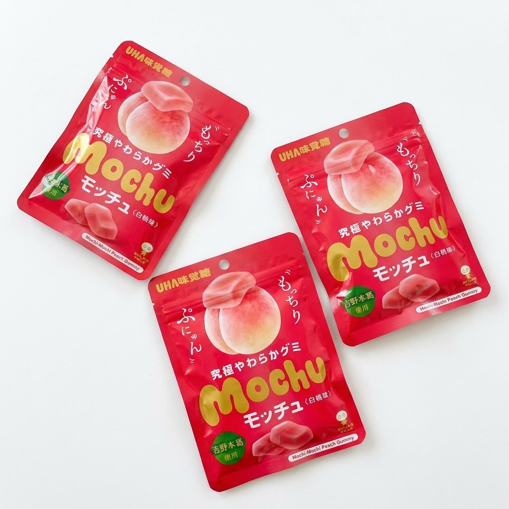 日本悠哈 UHA「モッチュ mochu」软糖两款到货：白桃味与晴王味