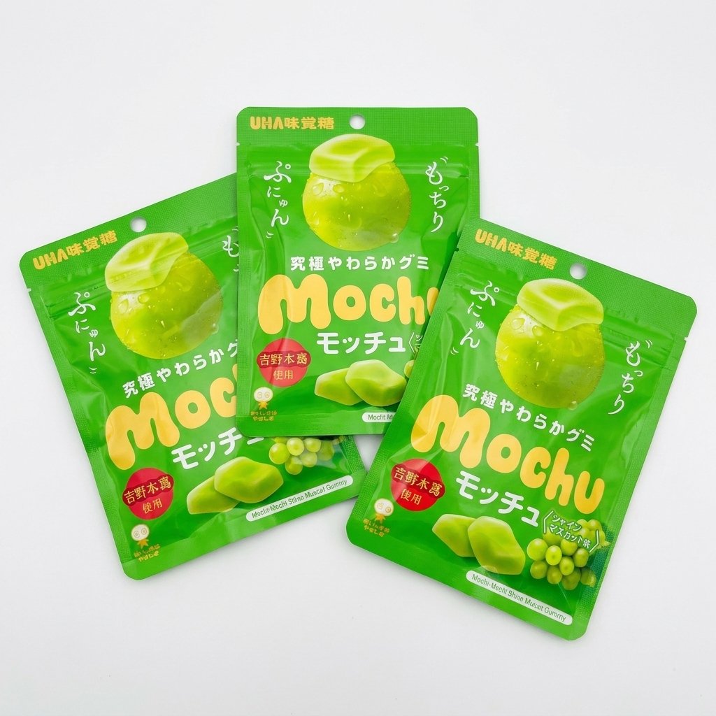 日本悠哈 UHA「モッチュ mochu」软糖两款到货：白桃味与晴王味